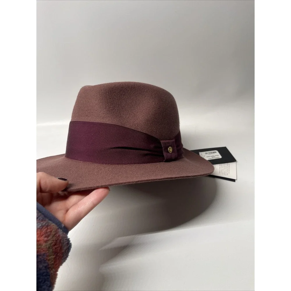 NWT Rag & Bone NY Women's Fedora Rose Hat With Trilby Drape Band Size S
